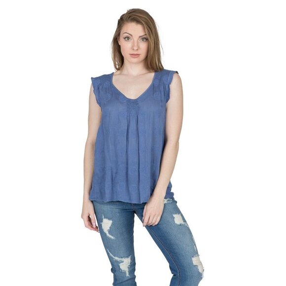 Velvet by Graham & Spencer Penny Mandala Embroidered Gauze Top Size XS - Picture 1 of 9